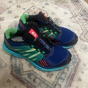 Salomon XR Mission Trail Running Shoes Women’s Size 8 Blue Green Quicklace